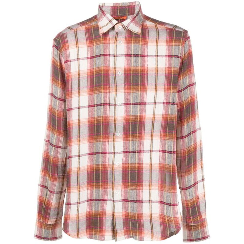 Barena Men's Check Print Cotton Blend Shirt